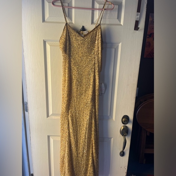 SCALA 100% Pure Silk Gold Beaded Dress - Picture 3 of 3